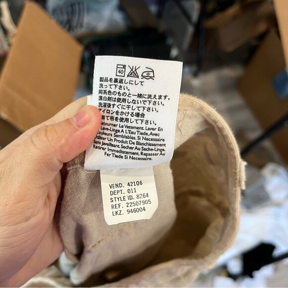 Eddie Bauer 100% Linen Tan Oatmeal Cropped Flowy Pants - Picture 5 of 7